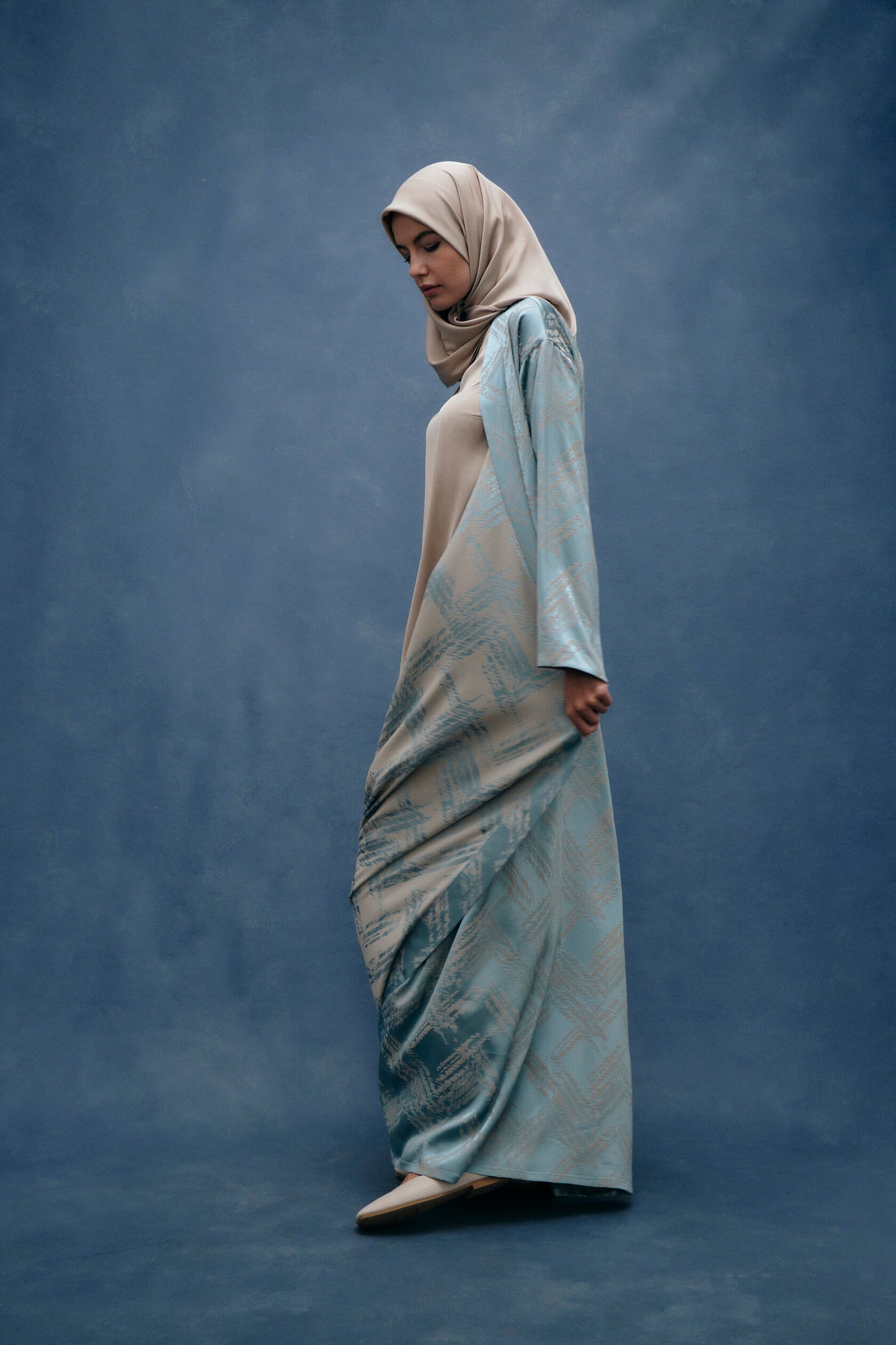 Serene Blue Jacquard Abaya