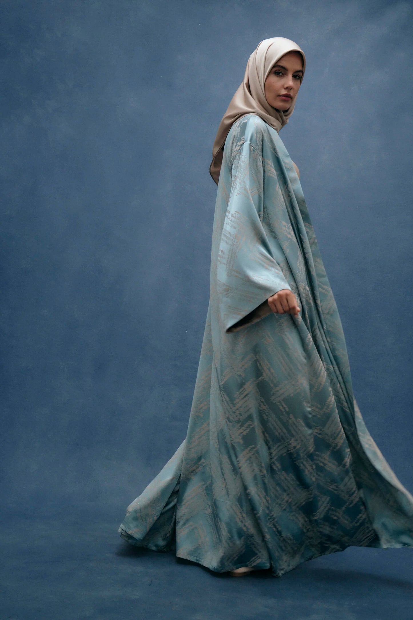 Serene Blue Jacquard Abaya