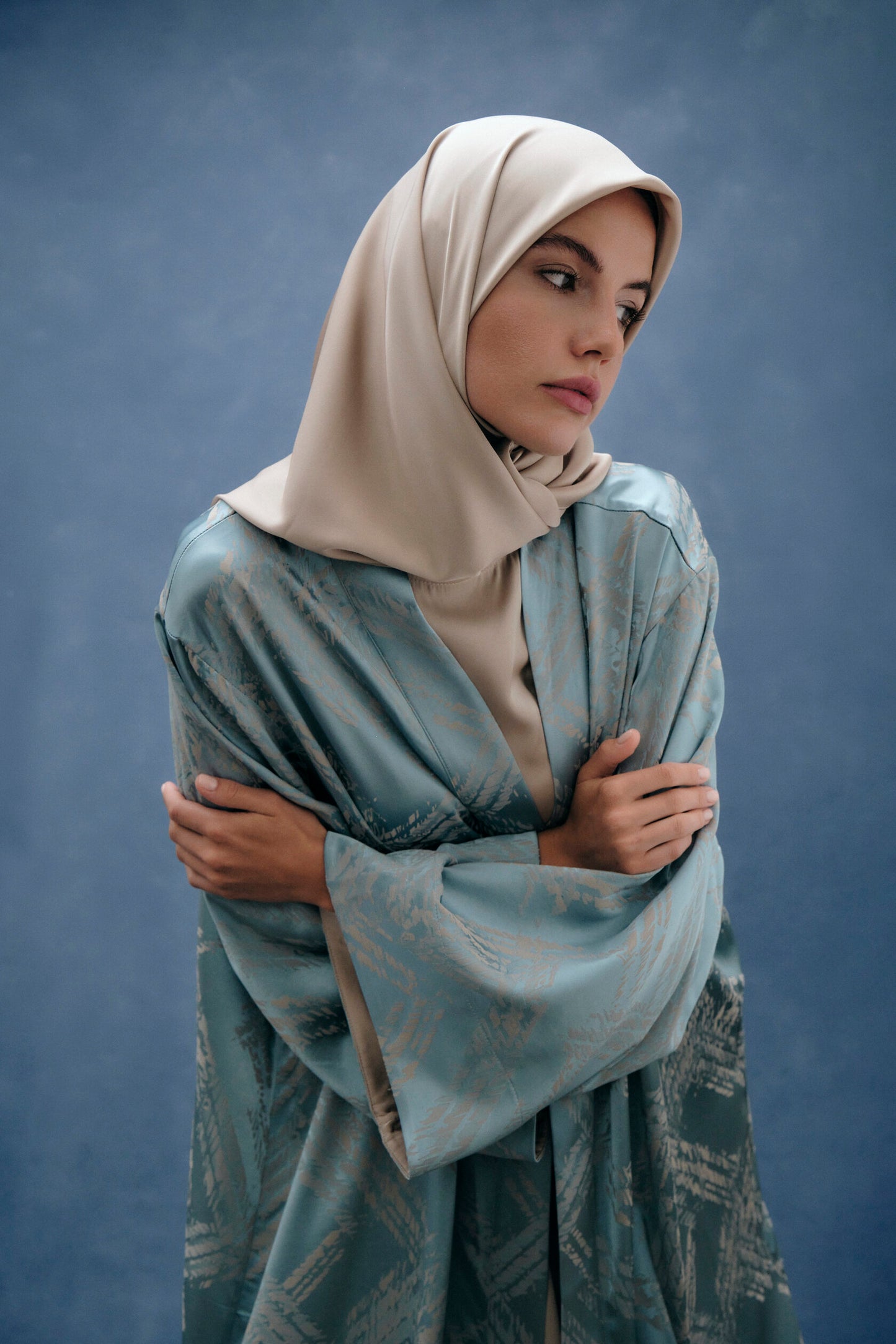 Serene Blue Jacquard Abaya